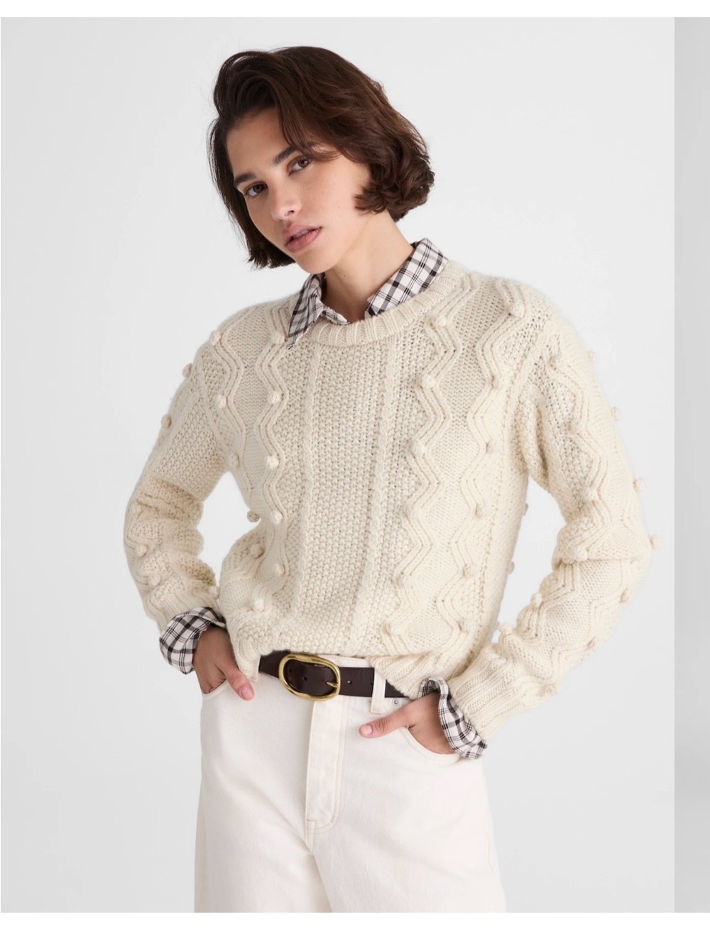 Madewell Mix-Stitched Crewneck Sweater in Wool